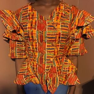 African vintage print blouse